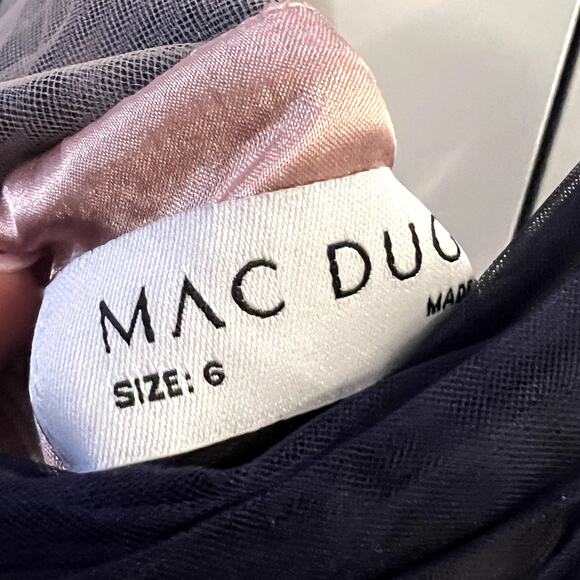 Mac Duggal 20403 Purple Pink Ombre Pleated Tulle Midi Dress Size 6 - Picture 6 of 9